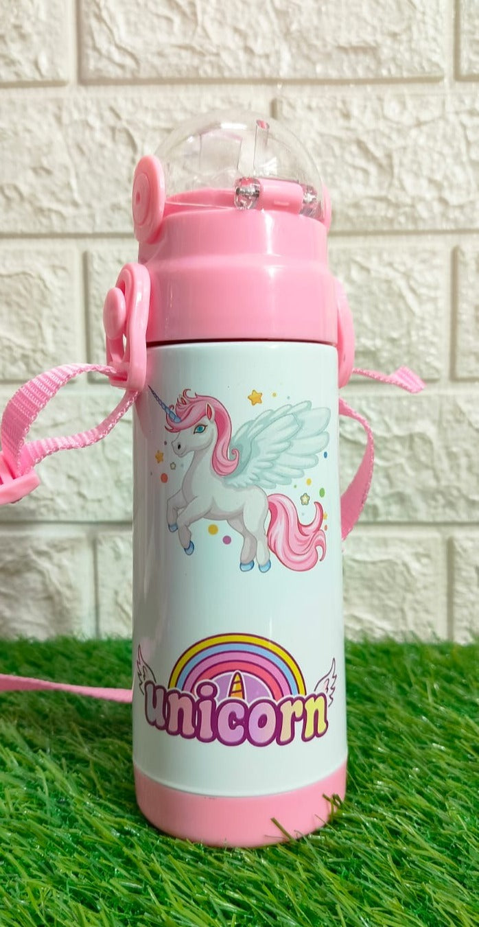 Kids Customised Unicorn Water Bottle- Pink