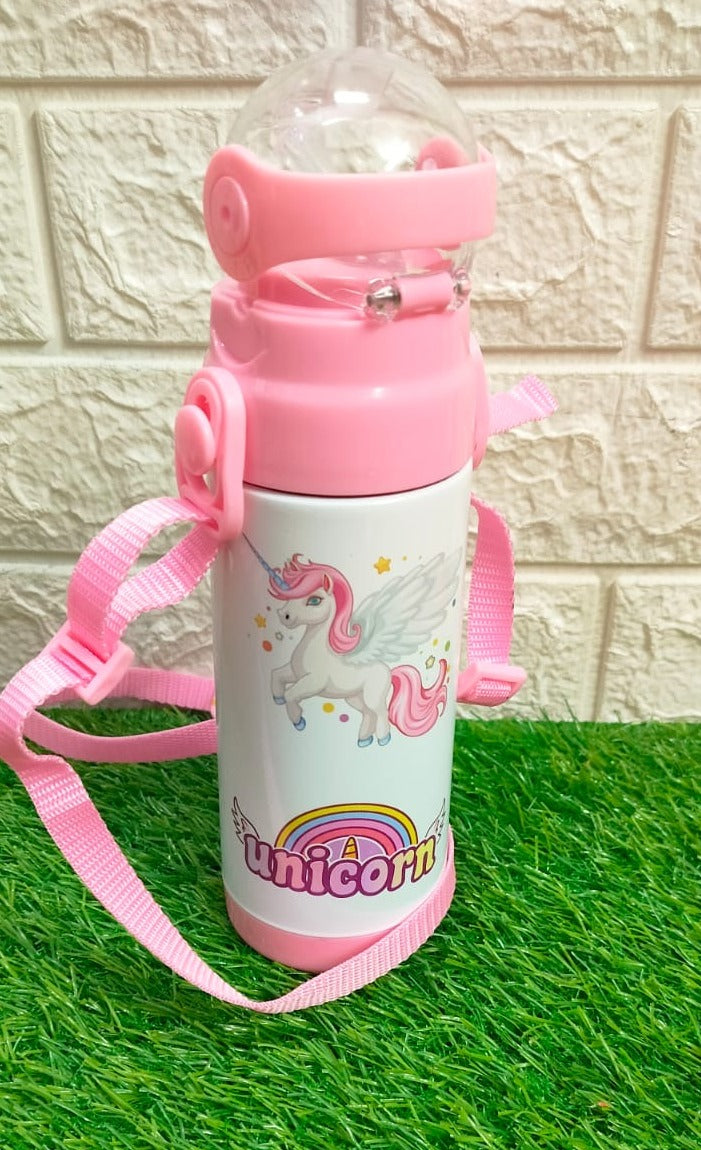 Kids Customised Unicorn Water Bottle- Pink