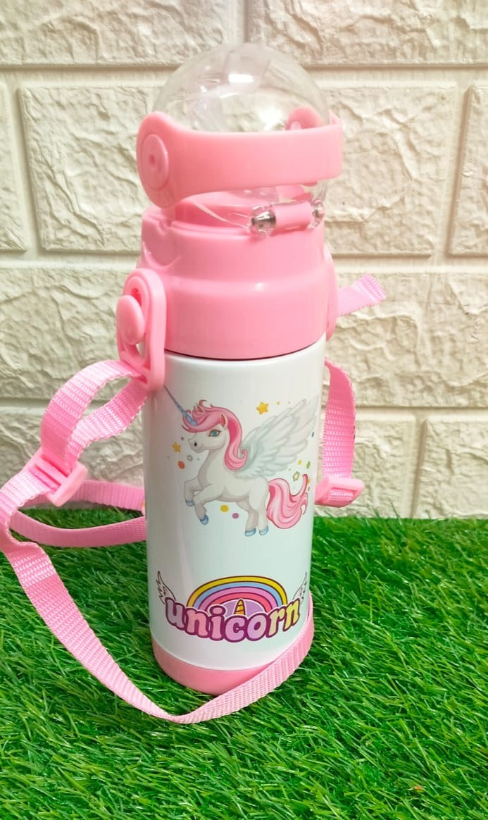 Kids Customised Unicorn Water Bottle- Pink