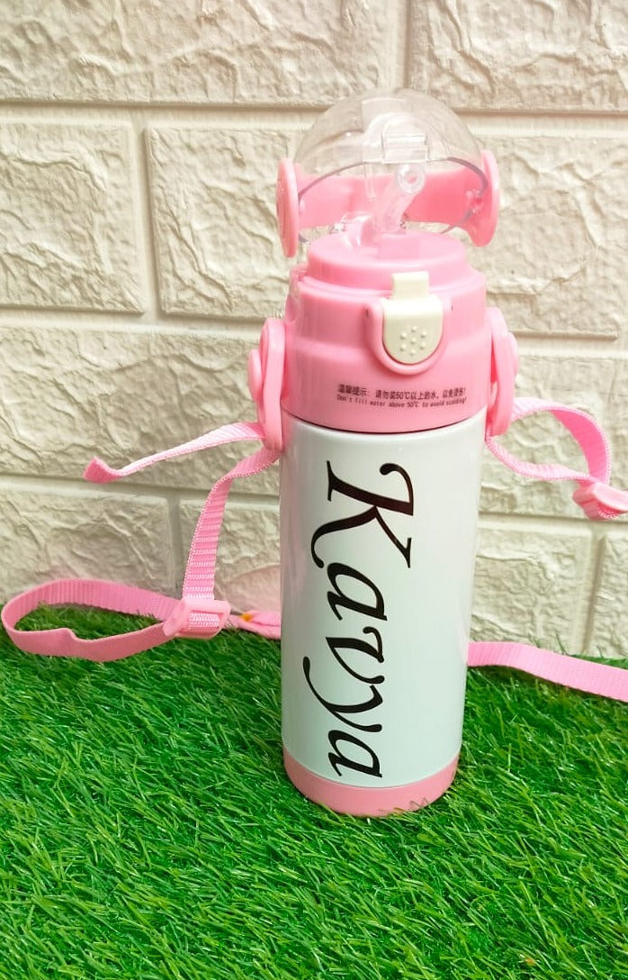 Kids Customised Unicorn Water Bottle- Pink