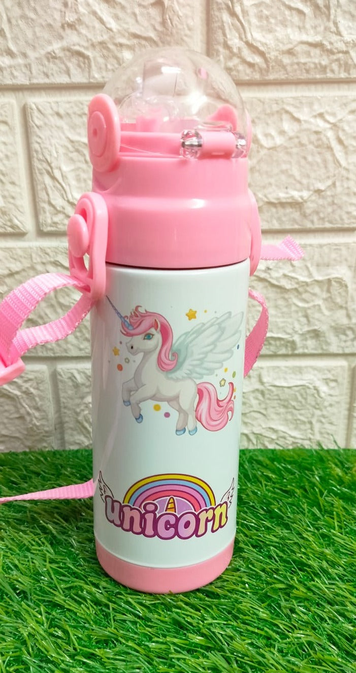 Kids Customised Unicorn Water Bottle- Pink